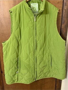 Avenue 26/28 Quilted Zip-Front Vest in Lime Green